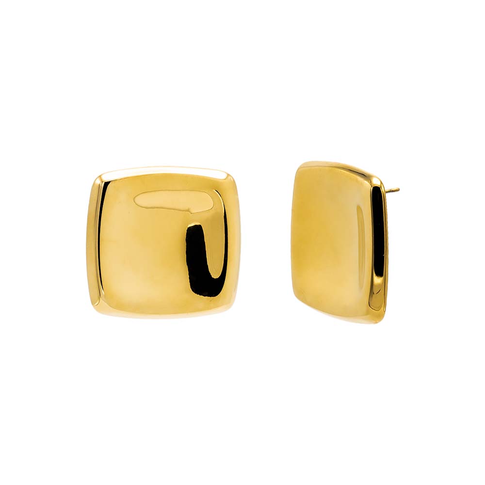 Portofino Large Indented Square Stud Earrings
