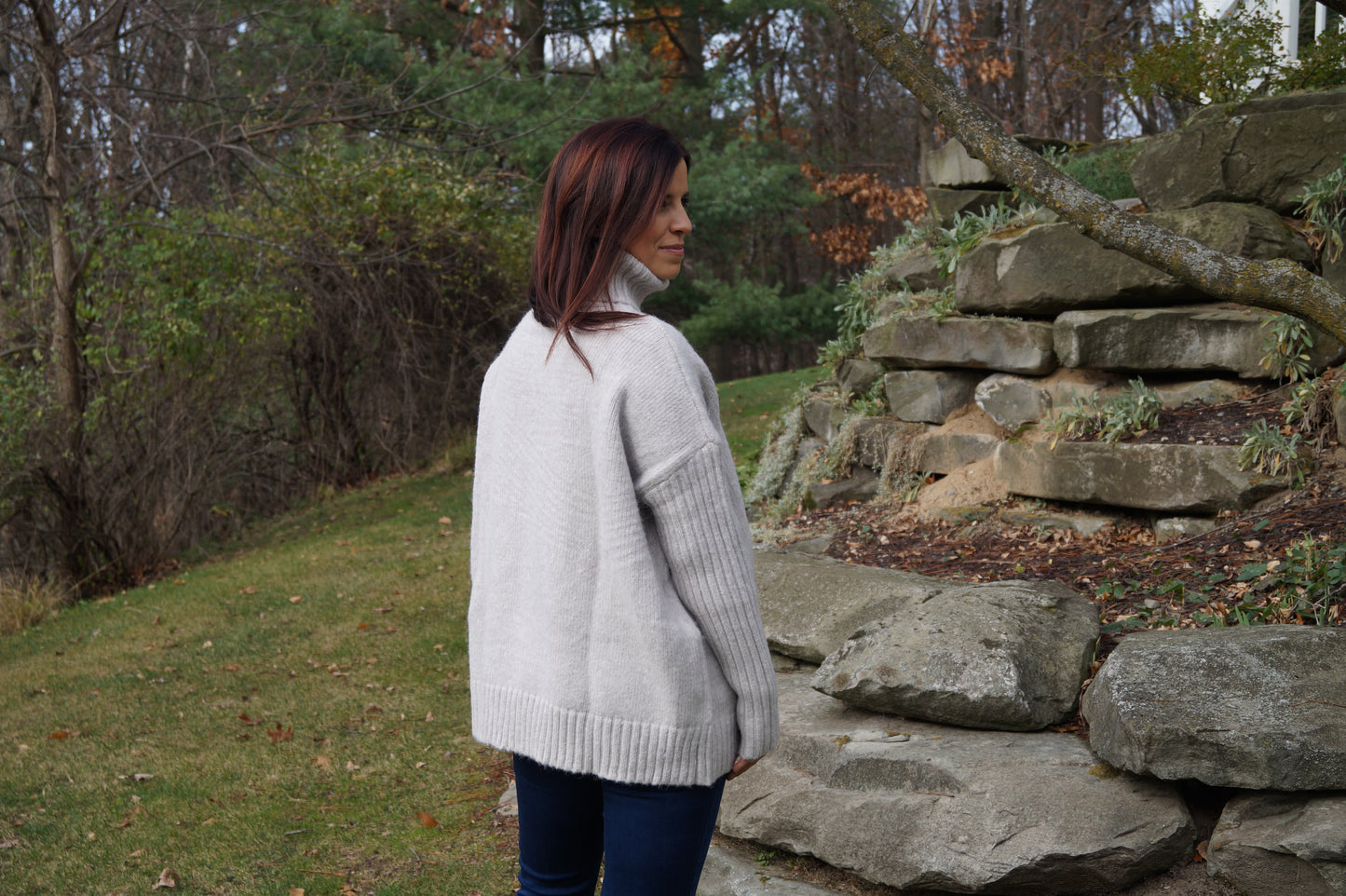 Oversized Turtleneck Knit Sweater