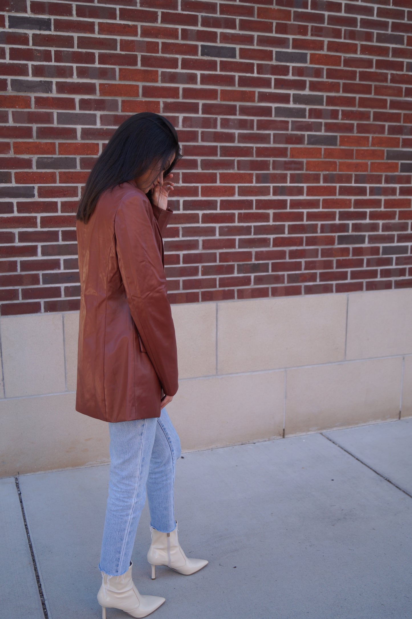 Fran Faux Leather Blazer