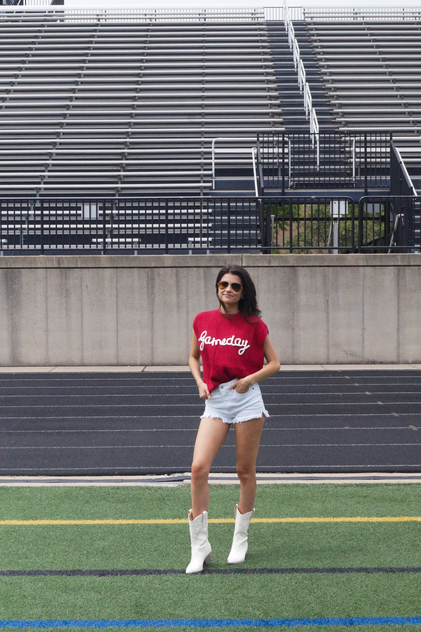 Game Day Embroidered Sleeveless Sweater Vest
