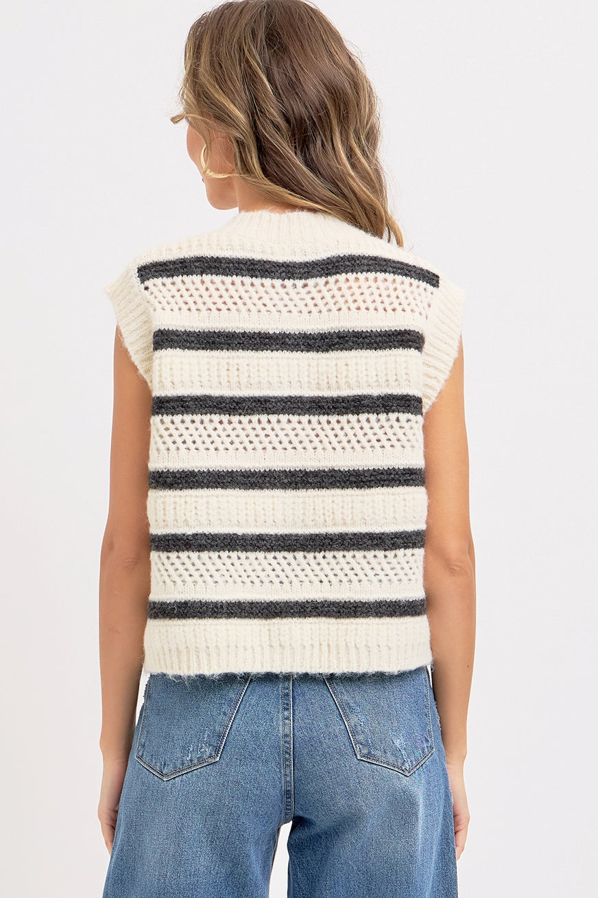 Sleeveless Striped Sweater