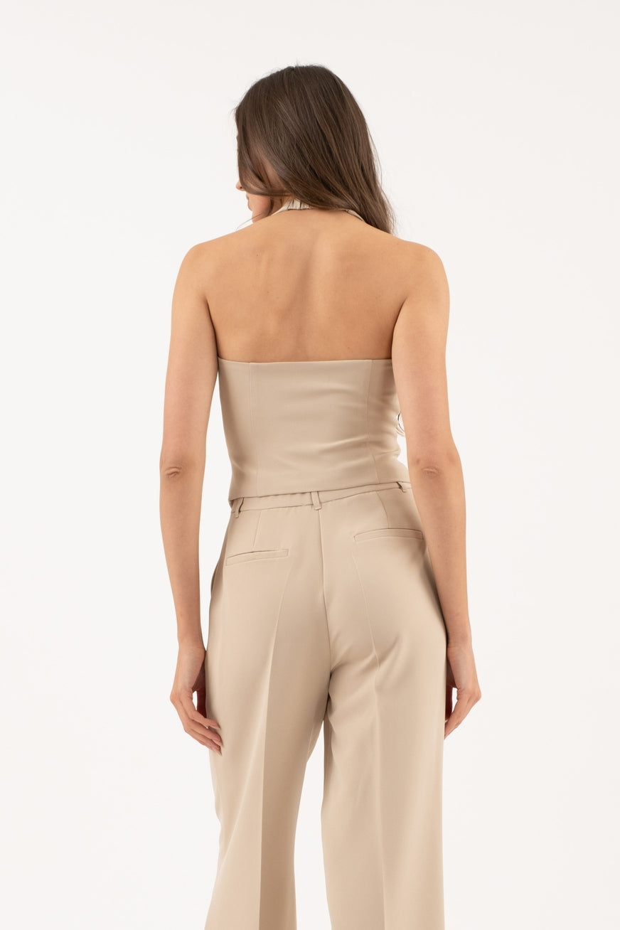 V-Neck Button Down Halter Vest