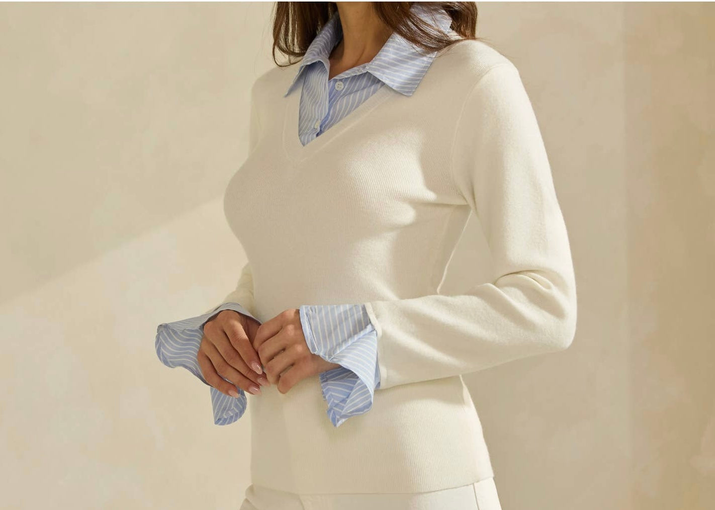 Layered V-Neck Sweater Top