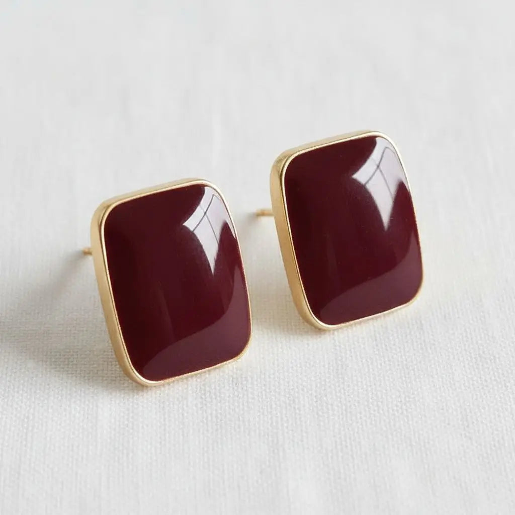Rounded Rectangle Stud Earrings