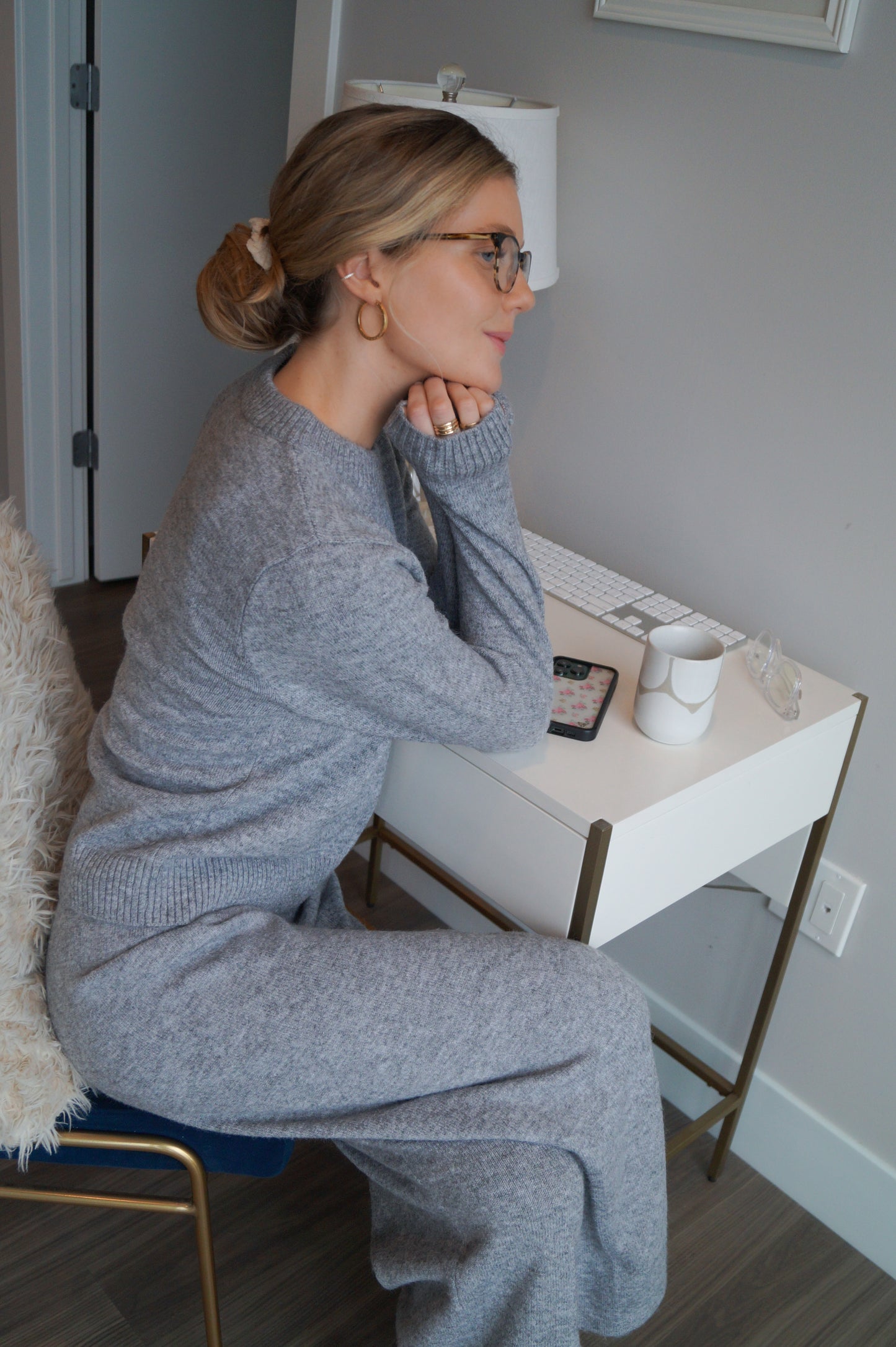 Cozy Knit Lounge Set (heather grey)