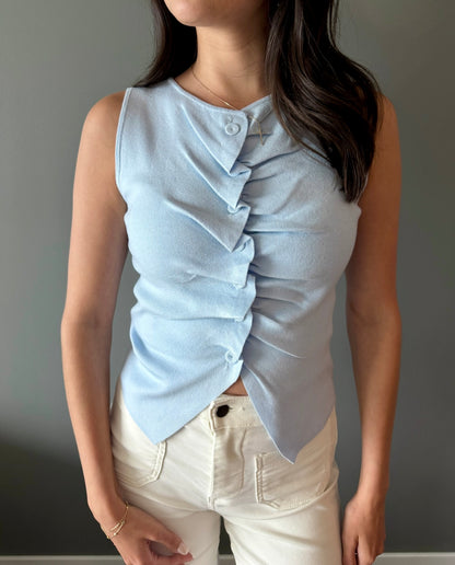 Breezy Pleated Split Knit Top