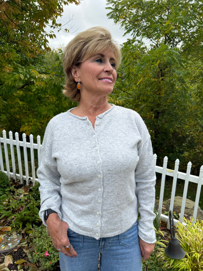 Classic Grey Button-Down Cardigan