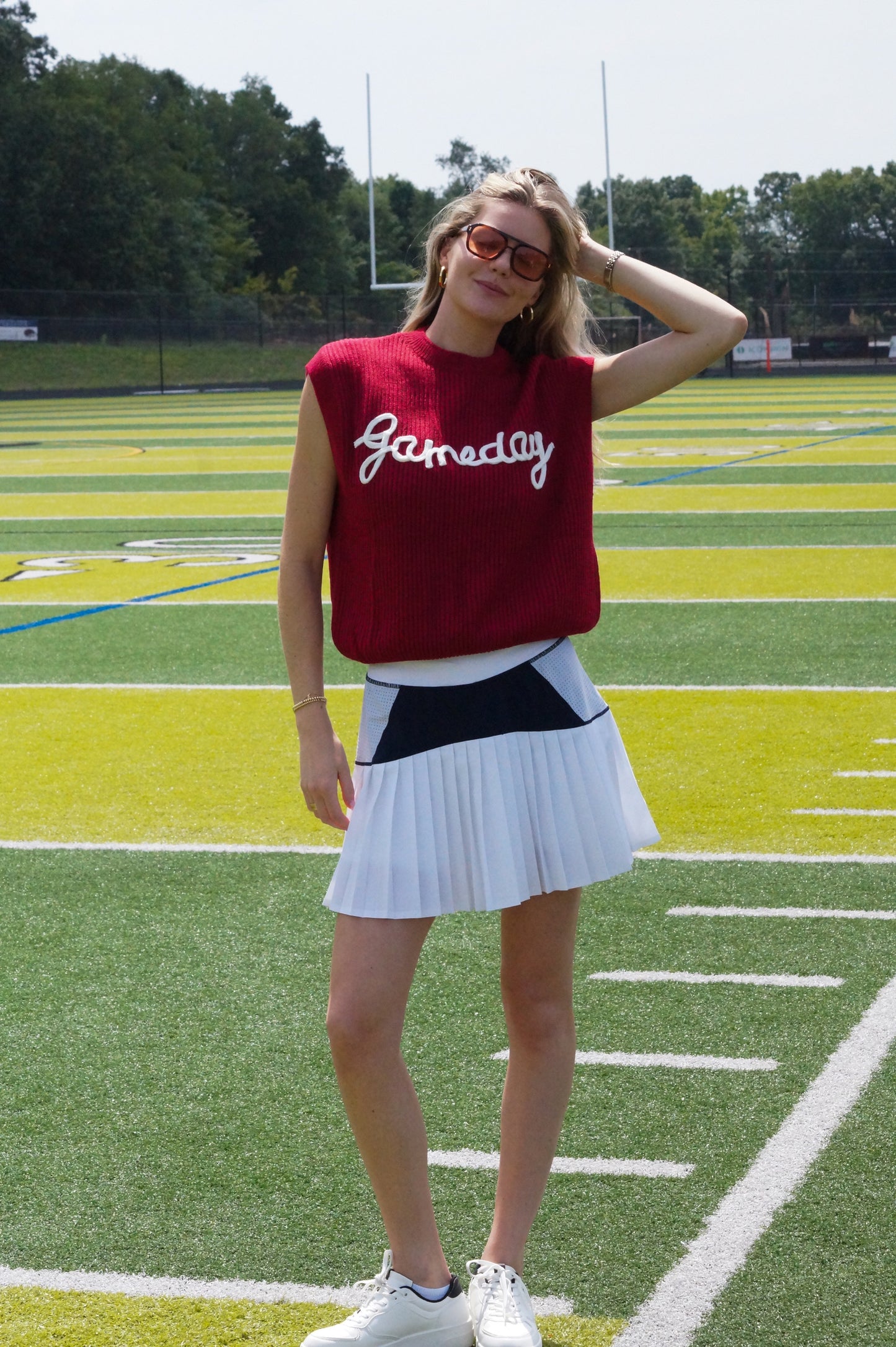 Game Day Embroidered Sleeveless Sweater Vest