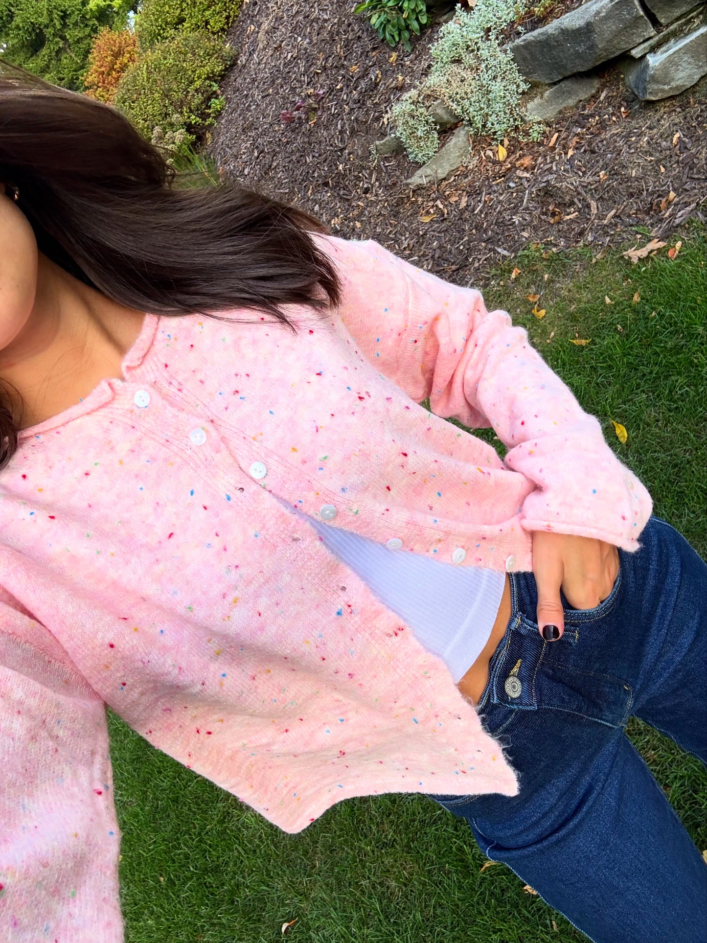 Funfetti Pink Button-Down Cardigan