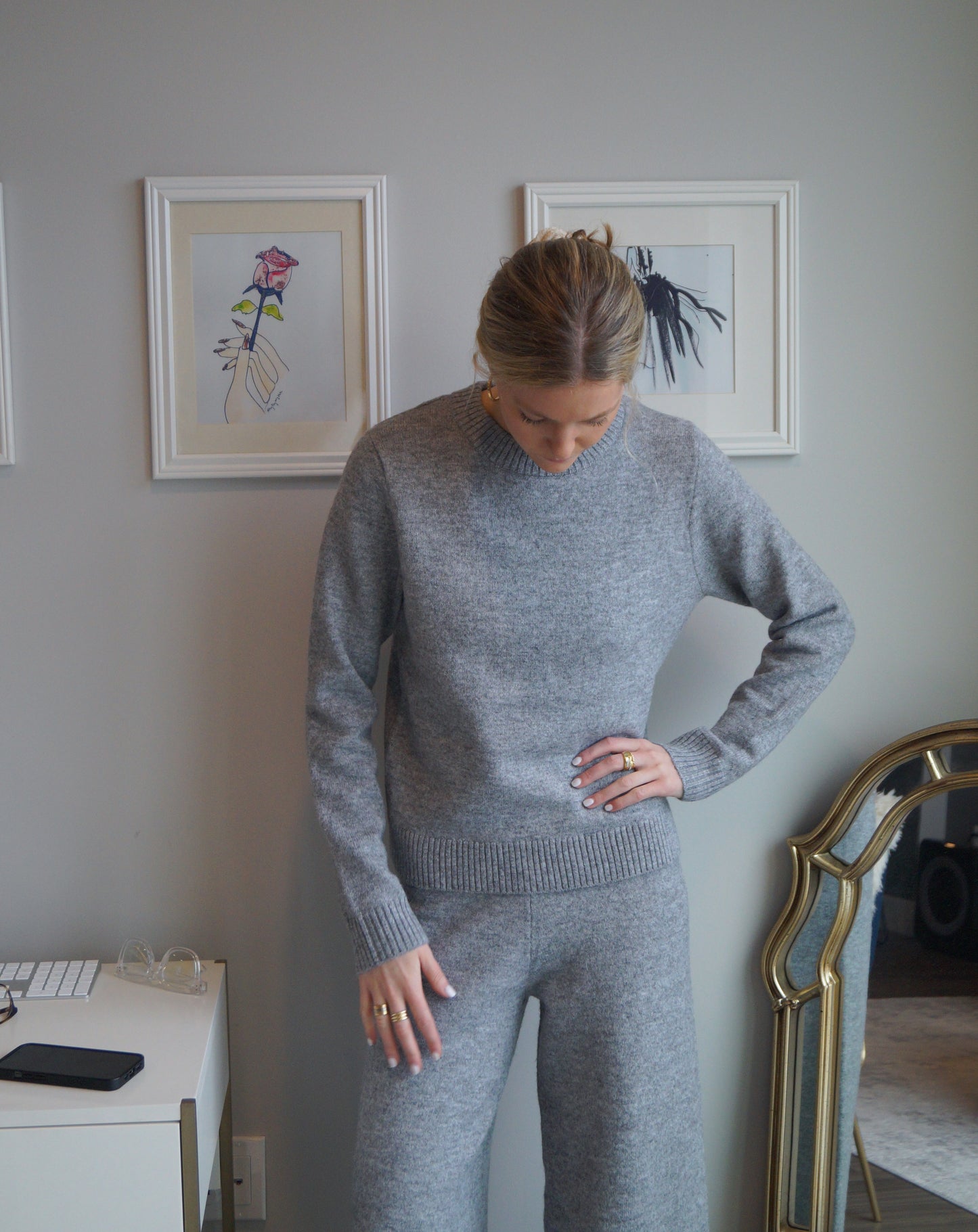 Cozy Knit Lounge Set (heather grey)