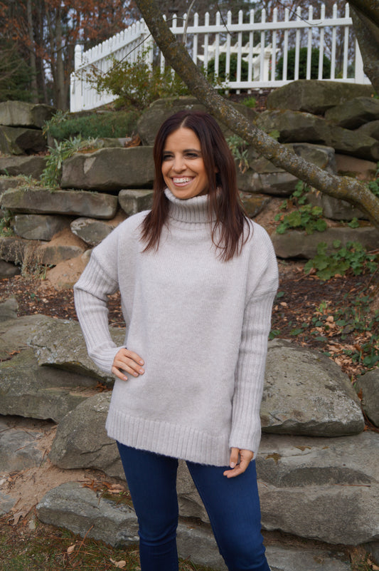 Oversized Turtleneck Knit Sweater