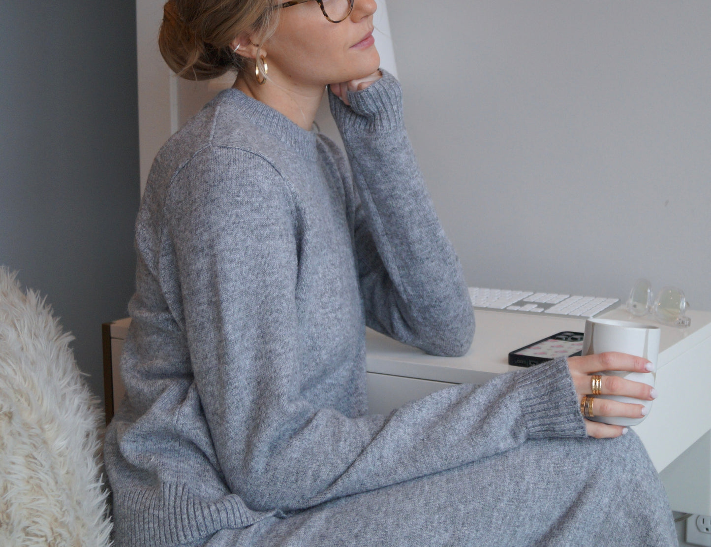 Cozy Knit Lounge Set (heather grey)