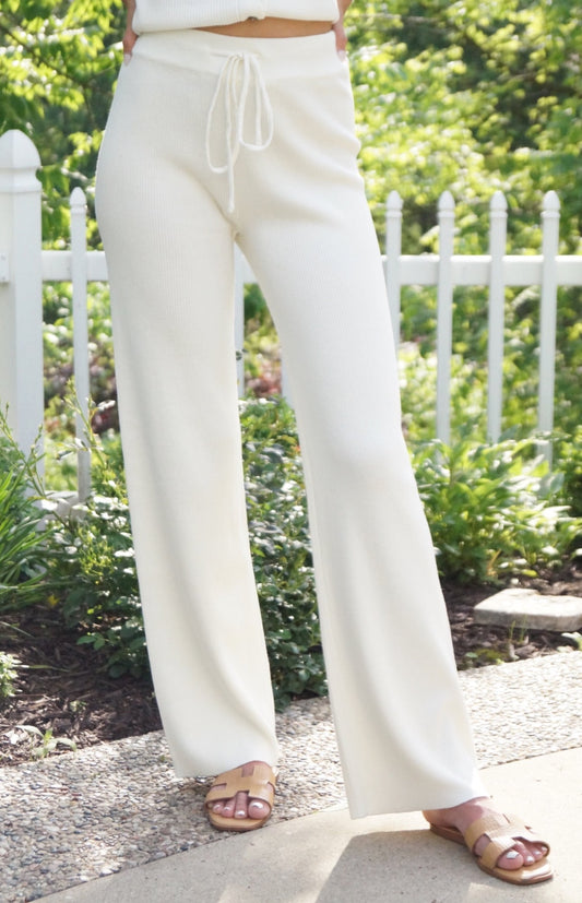 High Waisted Ribbed Sweater Pants