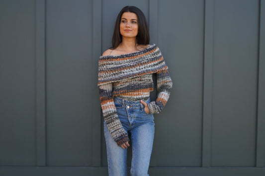 Multicolor Off the Shoulder Sweater Top