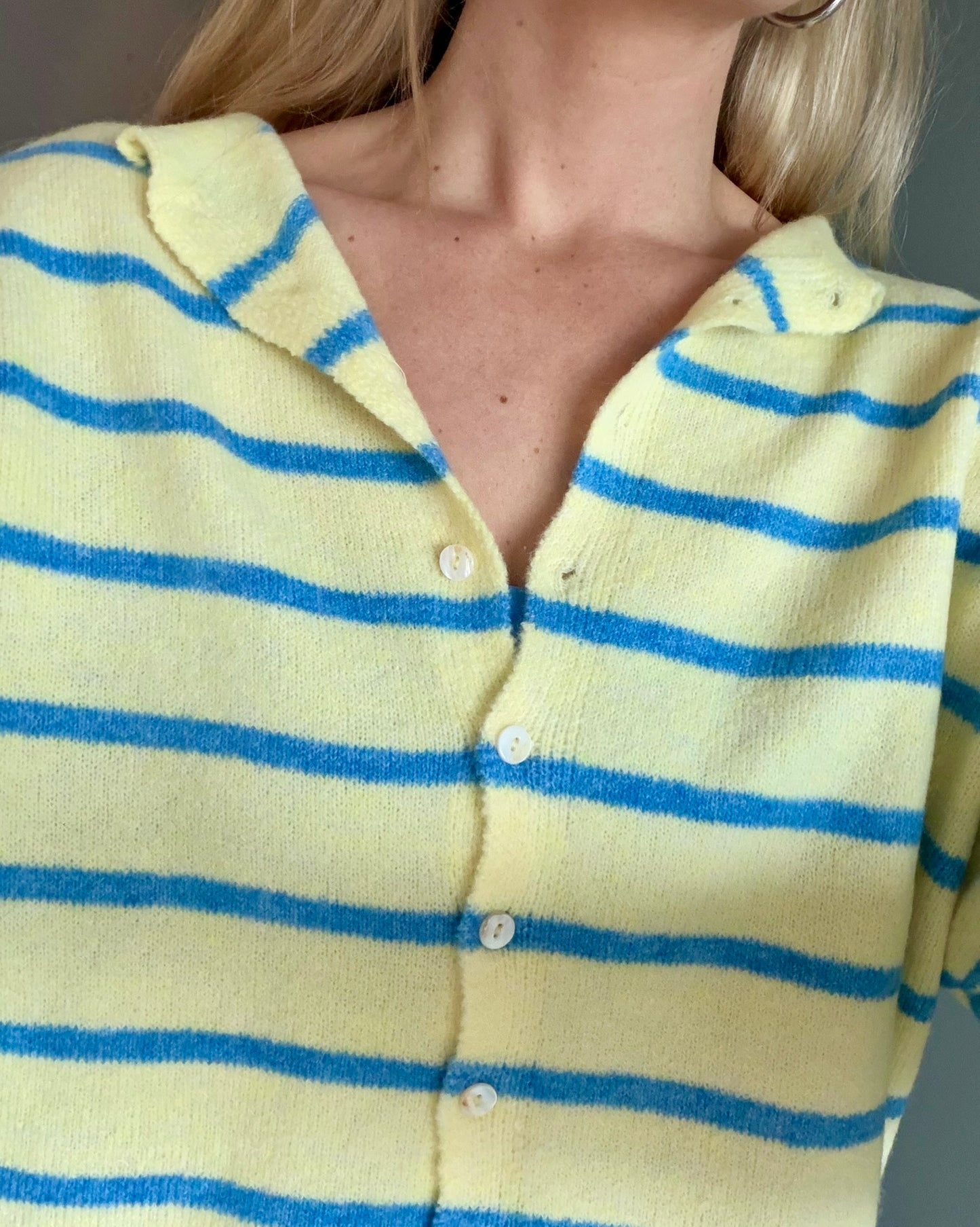 Coastal Striped Cardigan (Light Yellow/Blue)