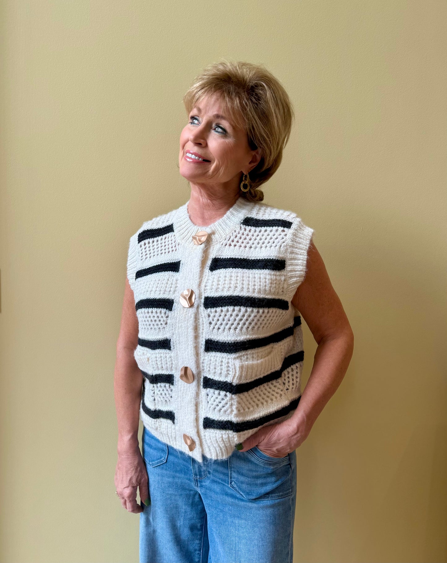 Sleeveless Striped Sweater