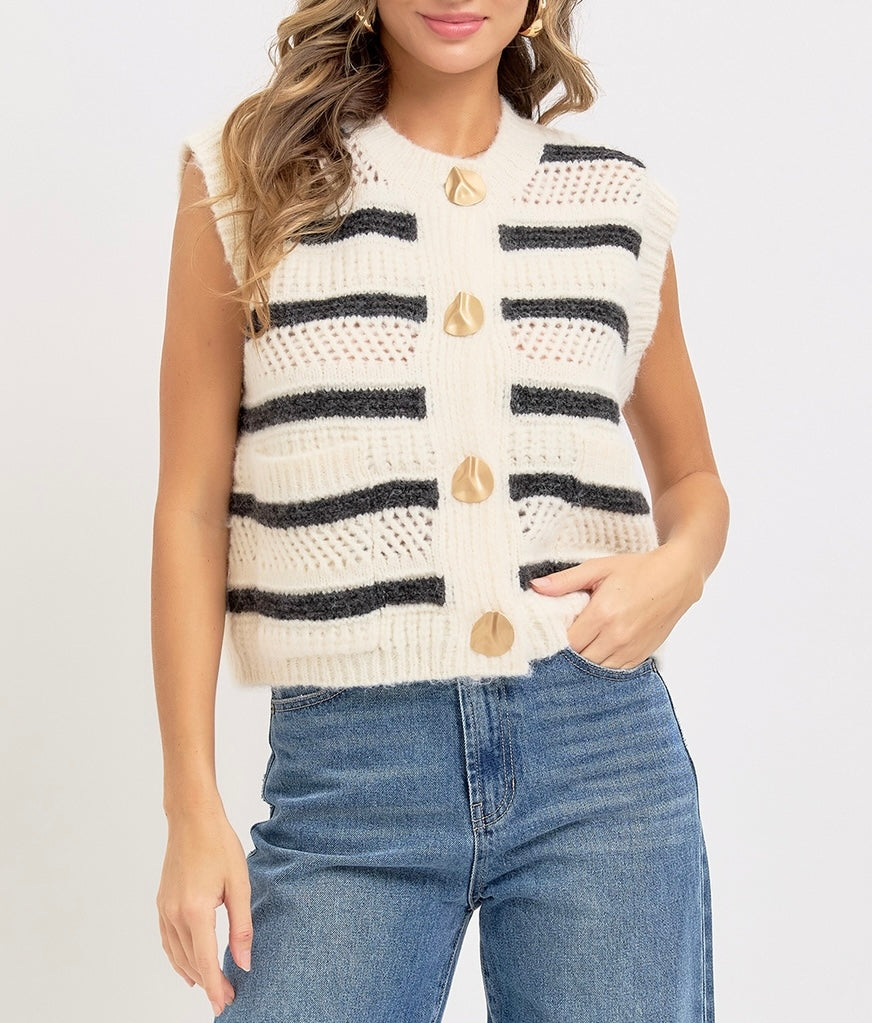 Sleeveless Striped Sweater