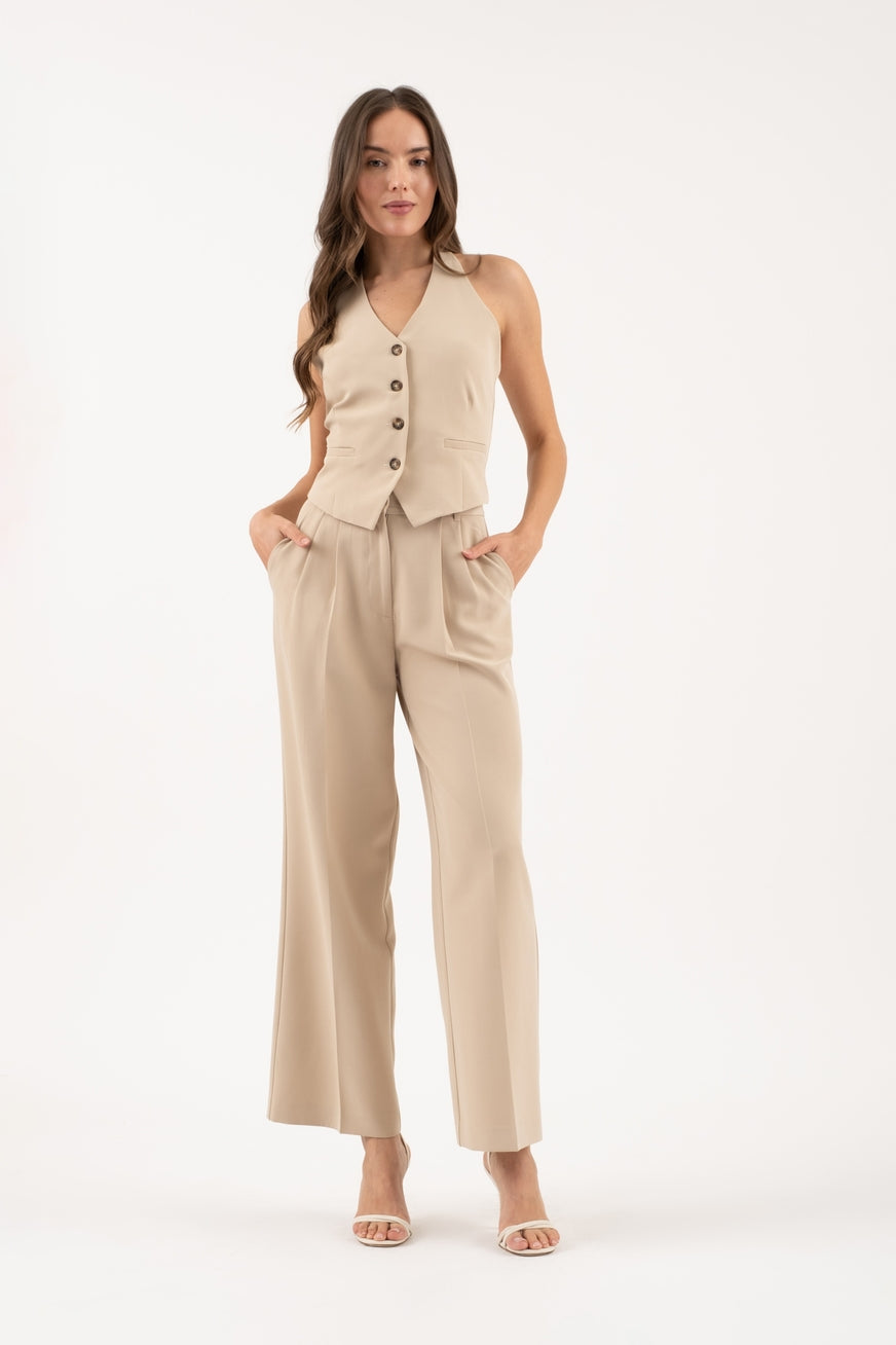 V-Neck Button Down Halter Vest