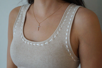 Contrast Stitched Sweater Tank (natural)