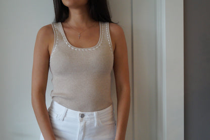 Contrast Stitched Sweater Tank (natural)