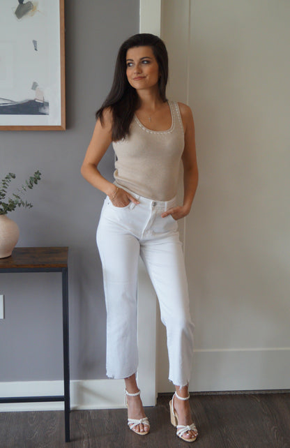 Contrast Stitched Sweater Tank (natural)