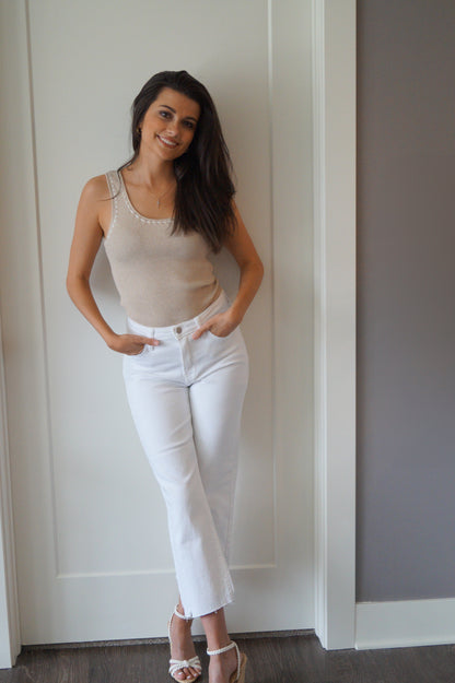 Contrast Stitched Sweater Tank (natural)