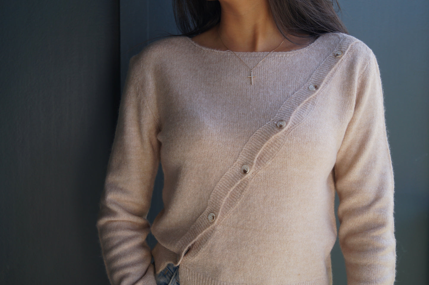 Asymmetrical Button Down Sweater Top
