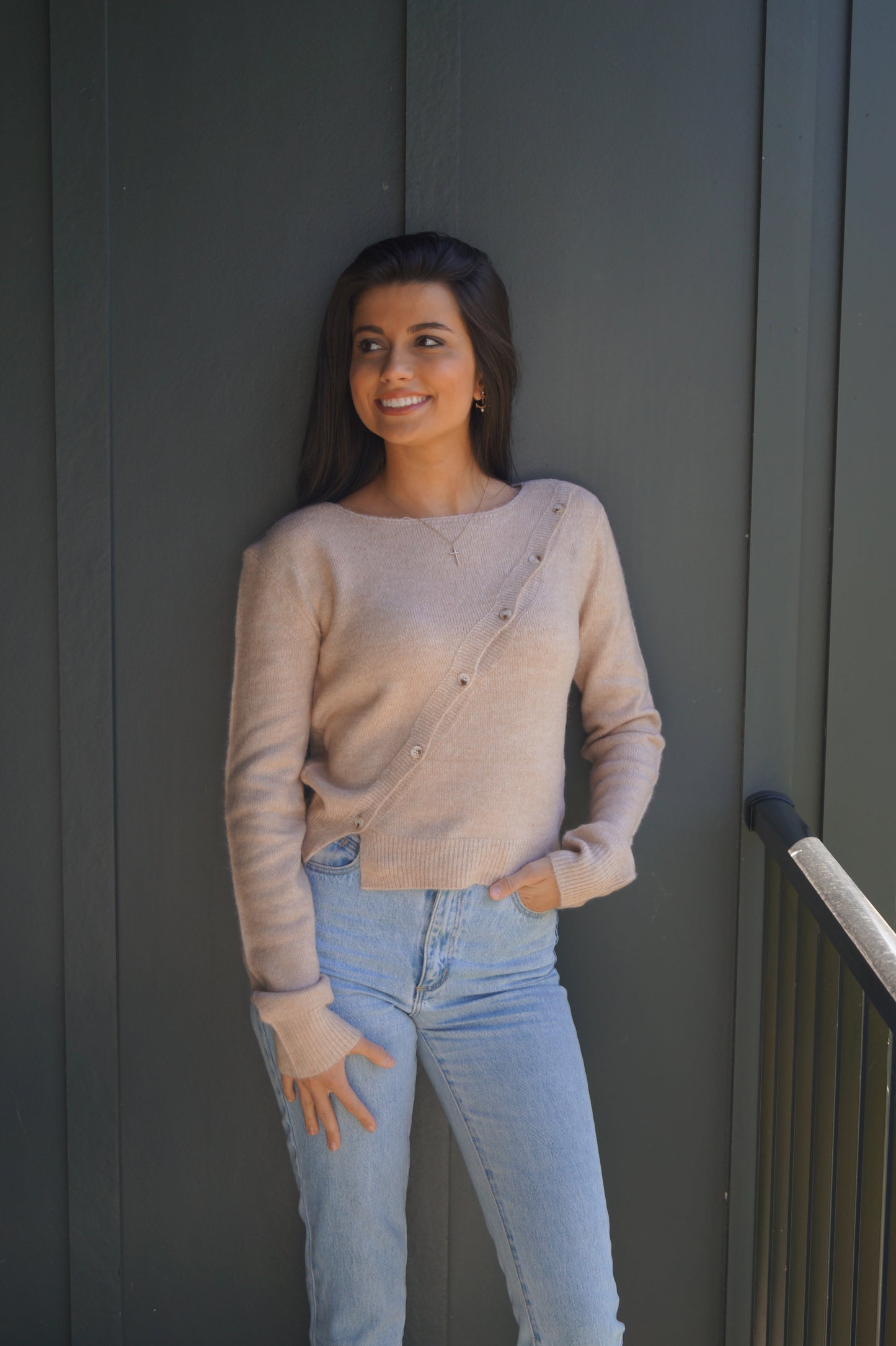 Asymmetrical Button Down Sweater Top