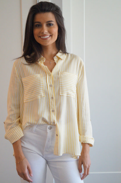 Striped Button Down Shirt (lemon)