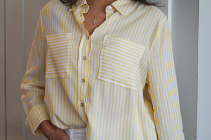 Striped Button Down Shirt (lemon)