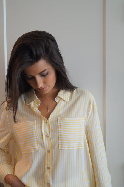 Striped Button Down Shirt (lemon)
