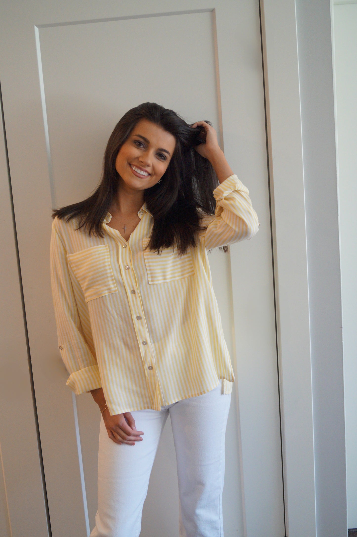 Striped Button Down Shirt (lemon)