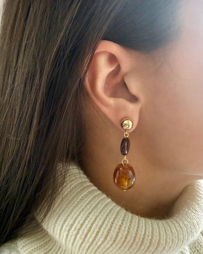 Retro Caramel Drop Earrings