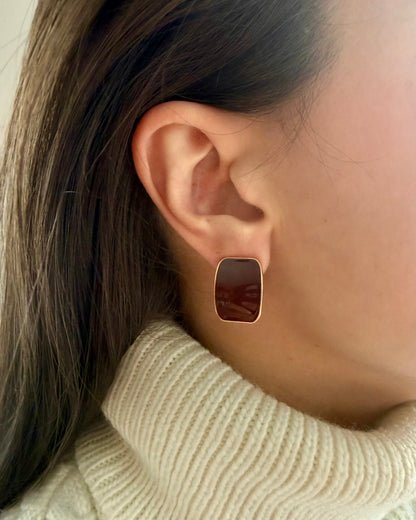 Rounded Rectangle Stud Earrings