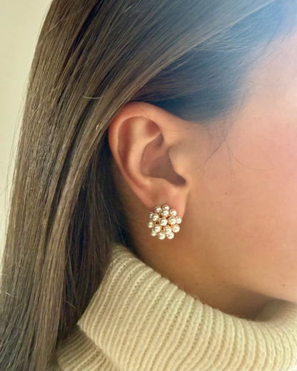 Pearl Cluster Stud Earrings