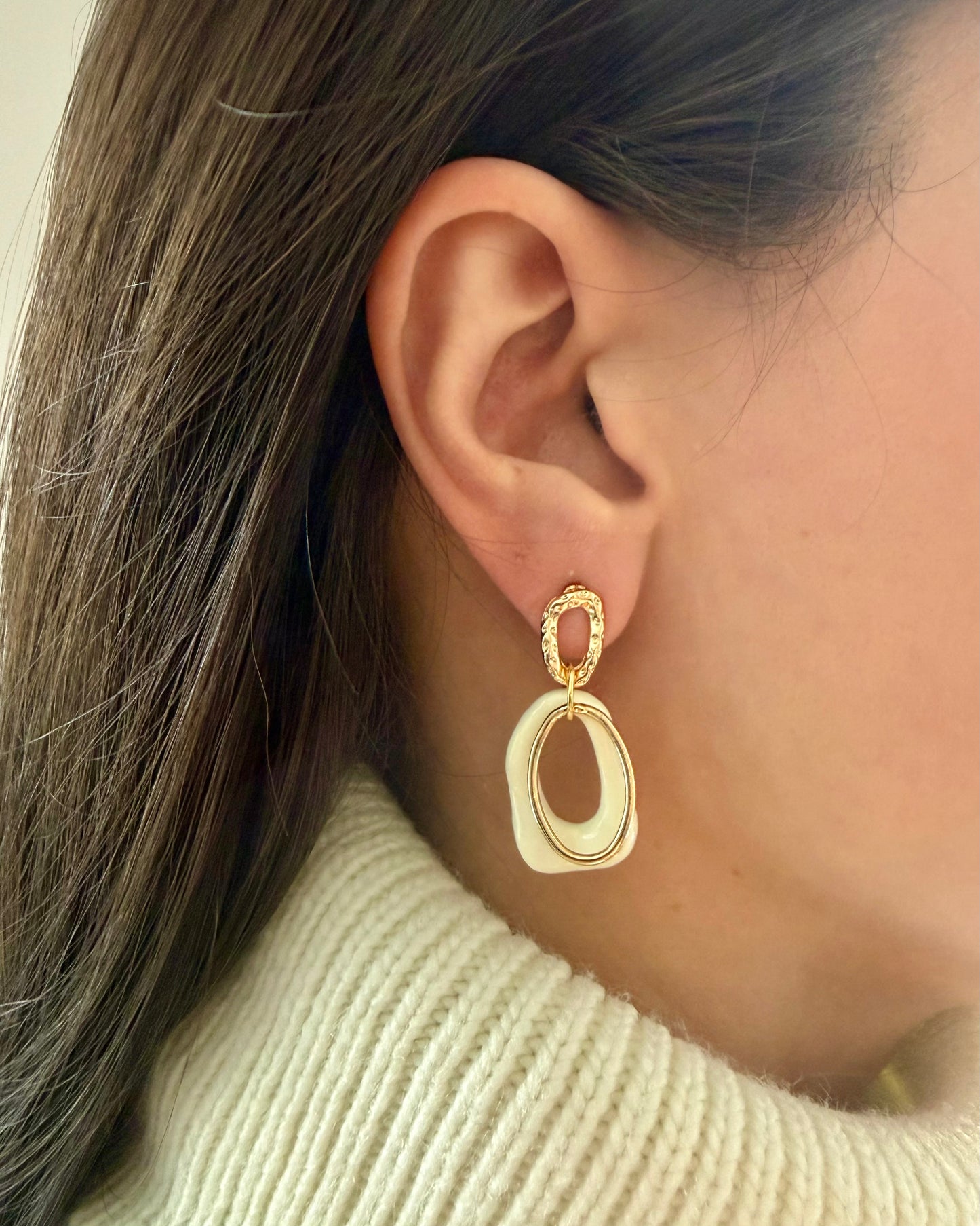 Double Link Oval Drop Earrings