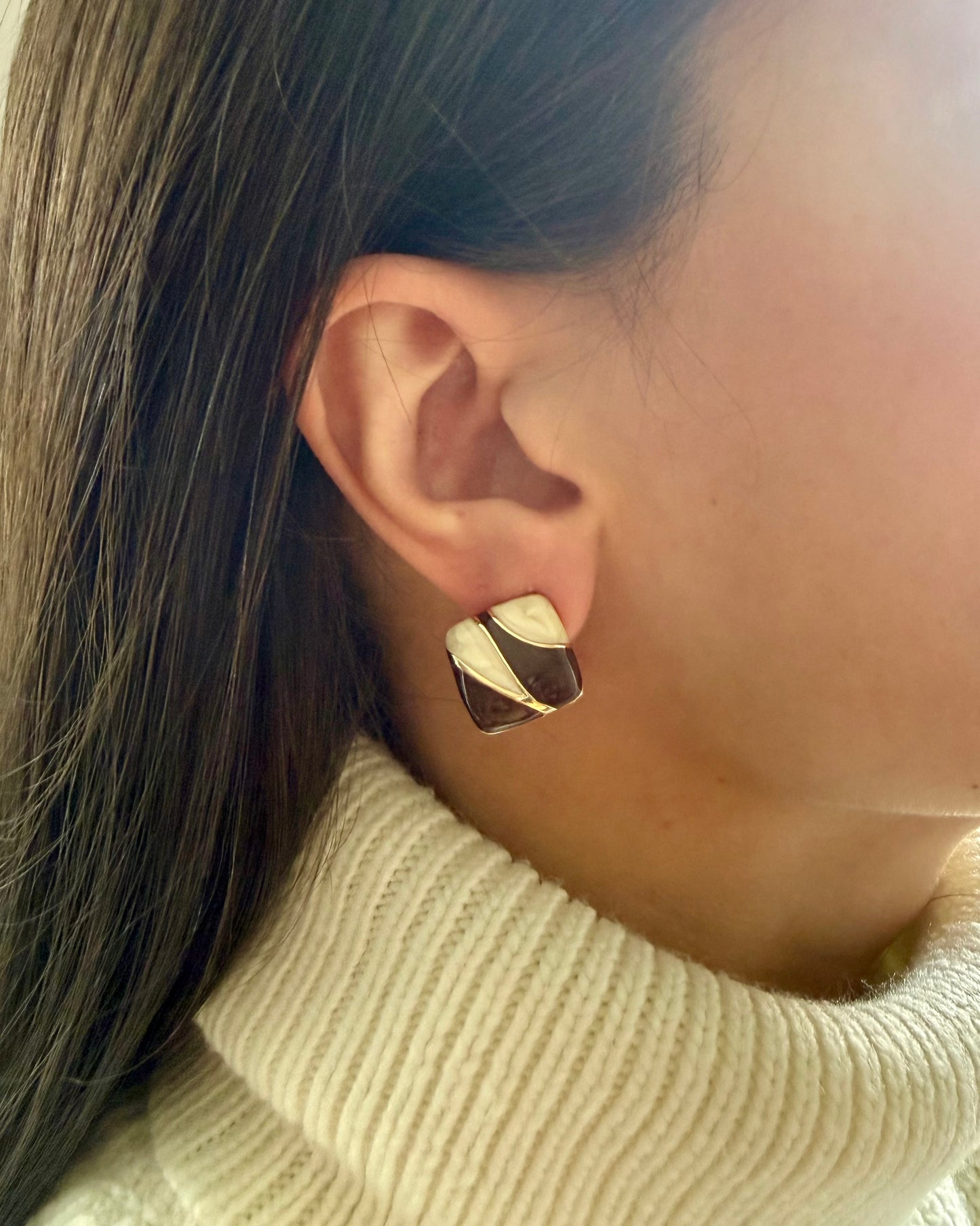 Two-Tone Geometric Stud Earrings