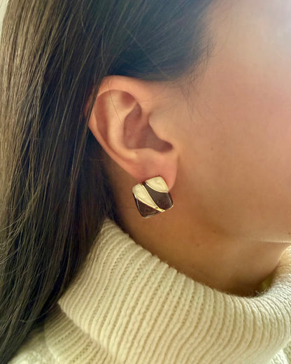 Two-Tone Geometric Stud Earrings