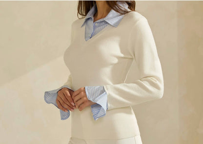 Layered V-Neck Sweater Top