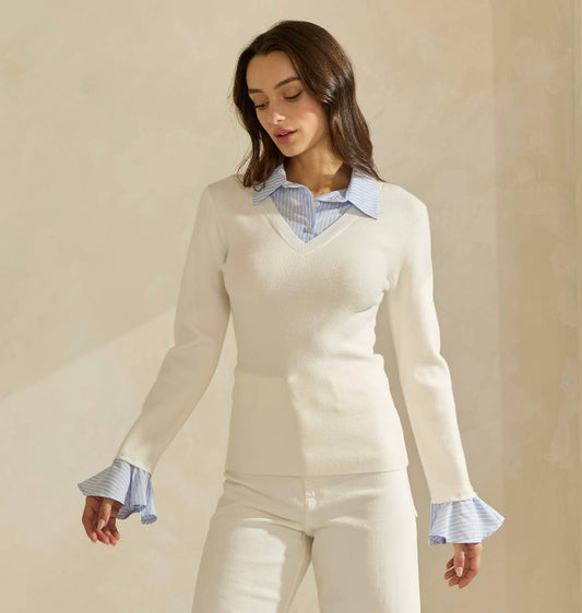 Layered V-Neck Sweater Top