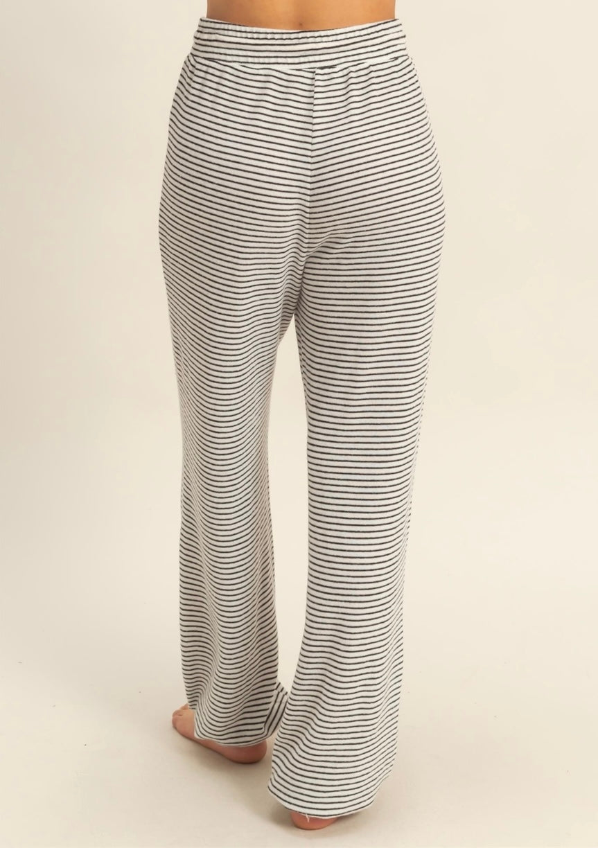 Striped Drawstring Lounge Pants (black/cream)