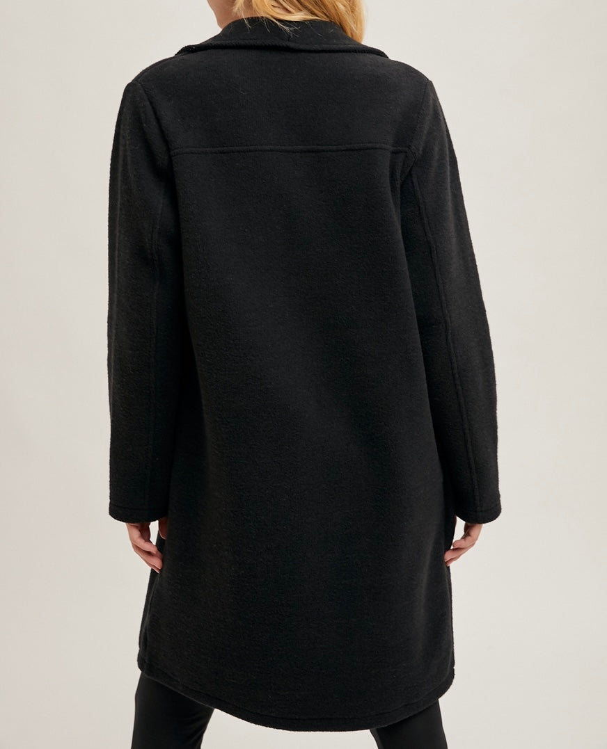 Amber Open Front Knit Coat Jacket (black)