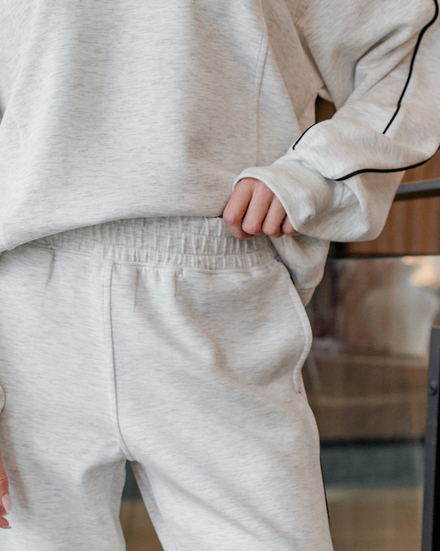Straight-Leg Piping Pant (Heather Grey/Black)