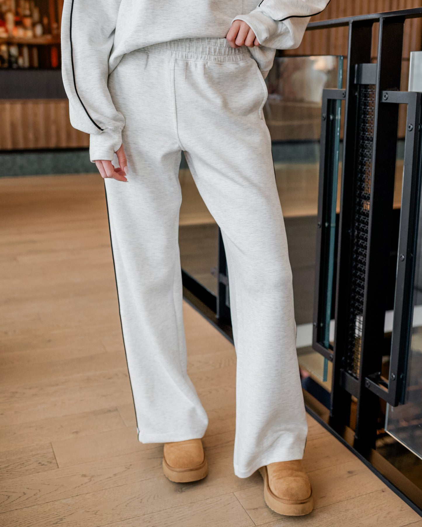 Straight-Leg Piping Pant (Heather Grey/Black)