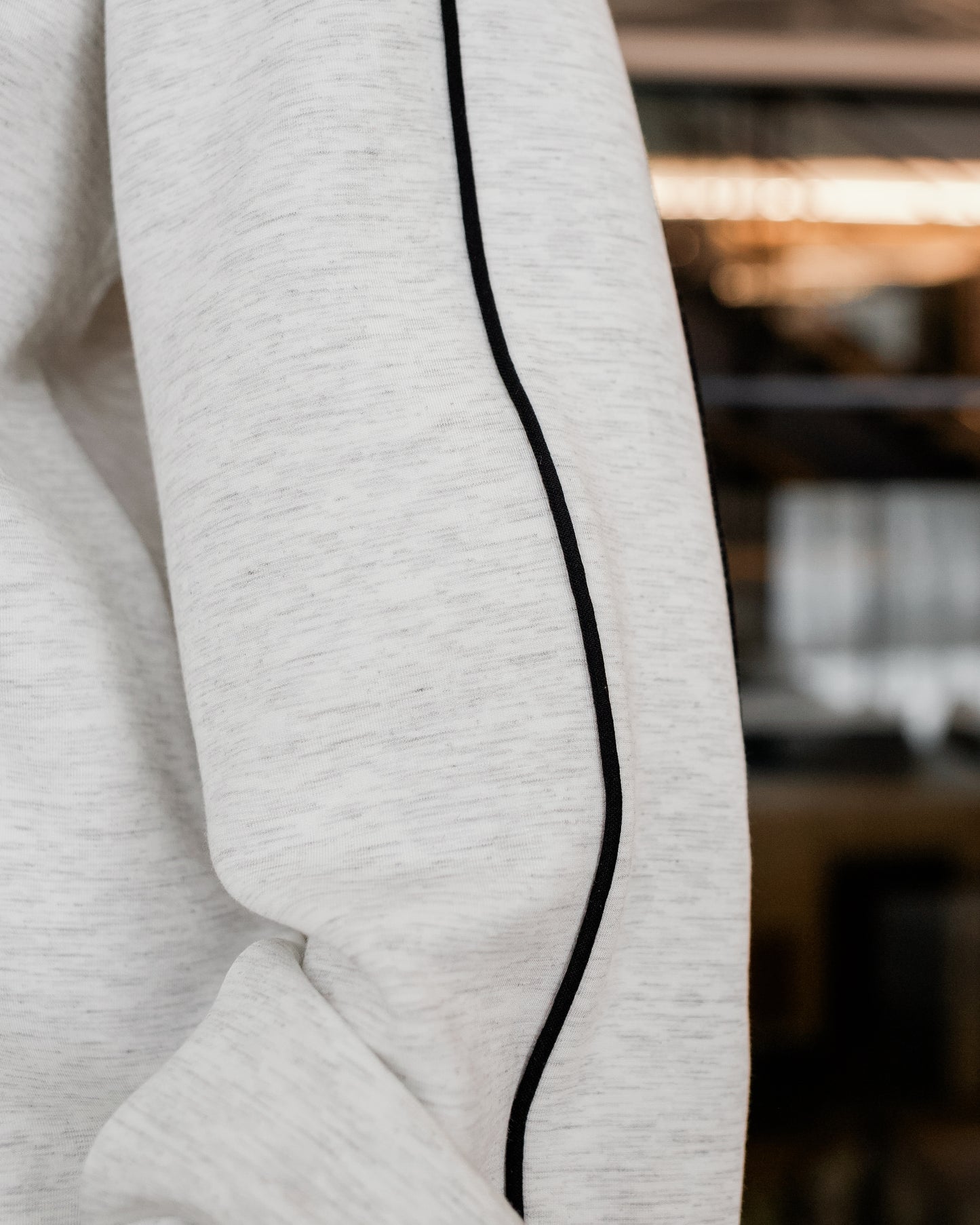 Piping Detail Mock Neck Top (Heather Grey/Black)