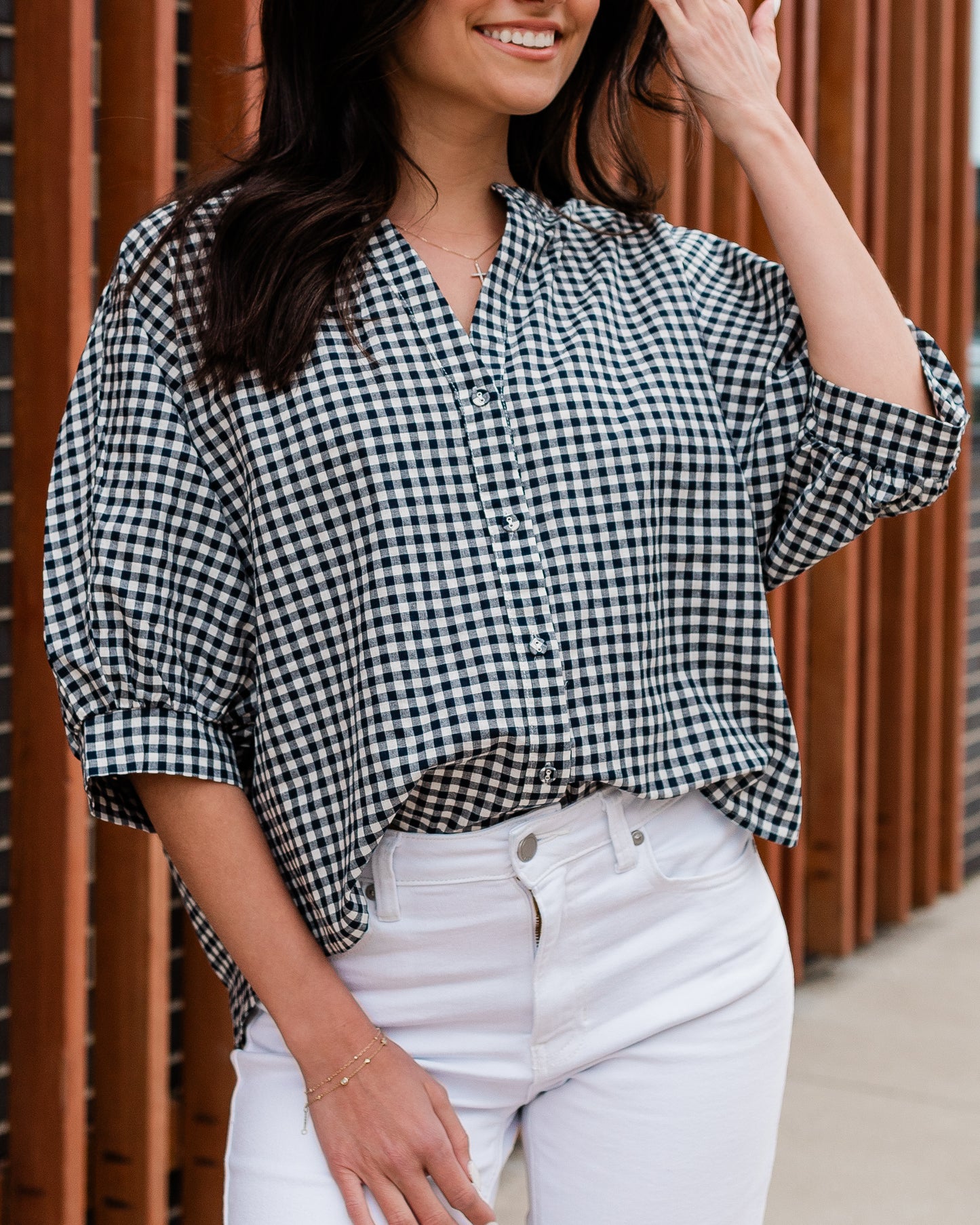 Nantucket Gingham Puff Sleeve Blouse