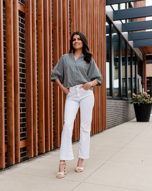Nantucket Gingham Puff Sleeve Blouse