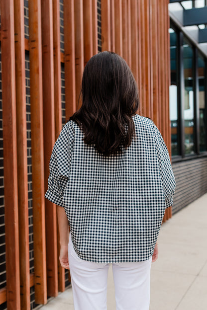 Nantucket Gingham Puff Sleeve Blouse