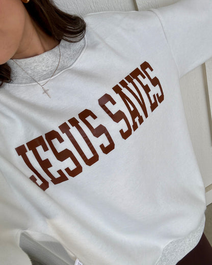 Jesus Saves Reversible Mock Neck Sweatshirt