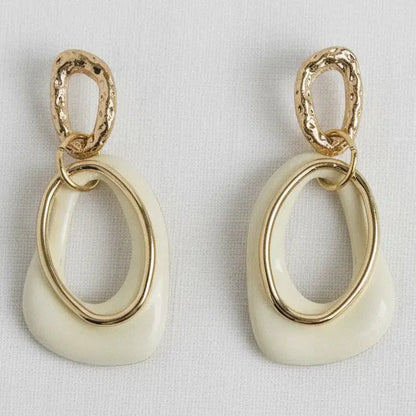 Double Link Oval Drop Earrings